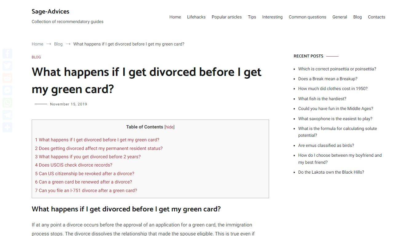 What happens if I get divorced before I get my green card?